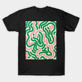 Line art, Abstract pattern, Pink green abstract art T-Shirt